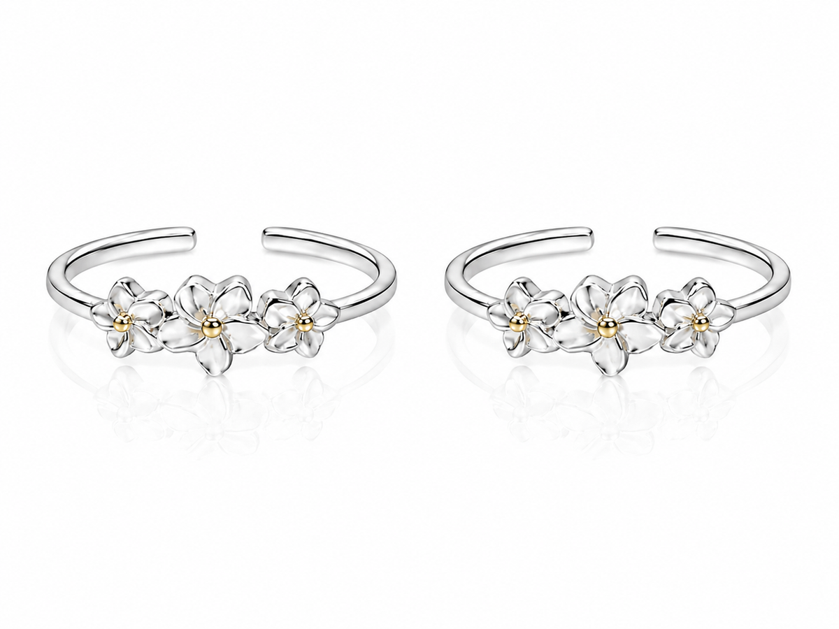 Triple Floral Toe Ring