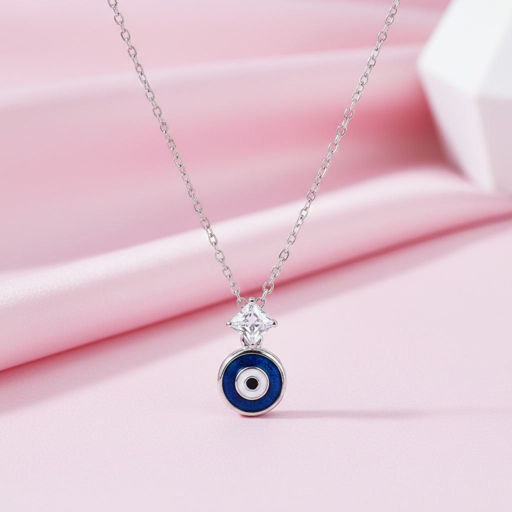 Silver Evil Eye Pendant Necklace