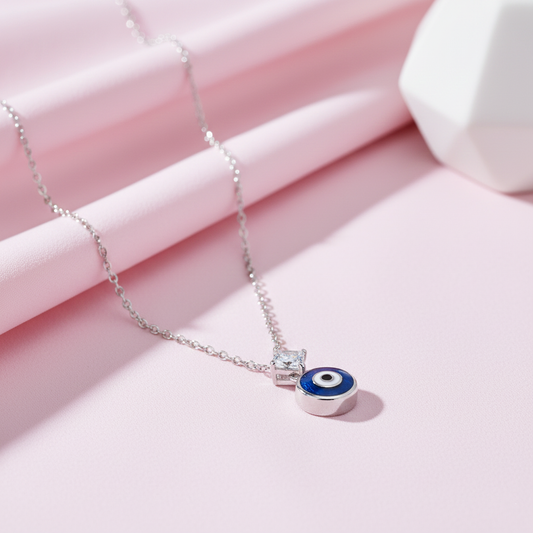 Silver Evil Eye Pendant Necklace