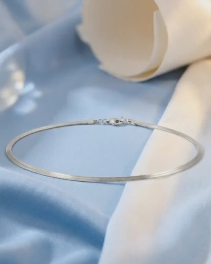 Silver Herringbone Chain Anklet