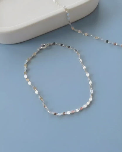 Silver Barrel Link Chain Anklet