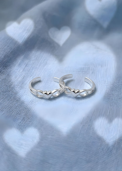 Silver Infinity Heart Style Toe Ring | Chandi Ki Bichiya