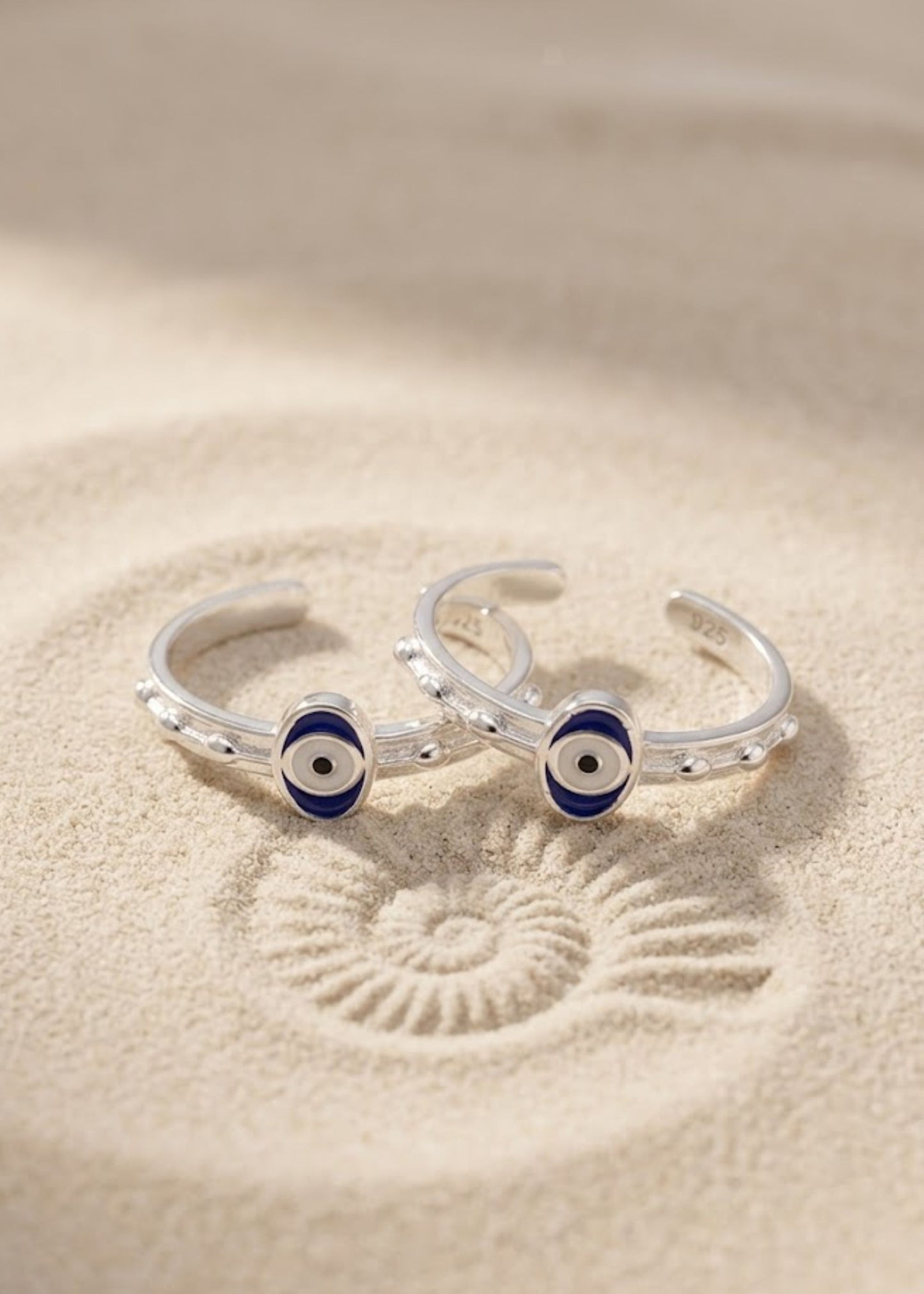 Silver Evil Eye Enamel Toe Ring | Chandi Ki BIchiya
