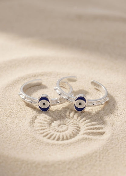 Silver Evil Eye Enamel Toe Ring | Chandi Ki BIchiya
